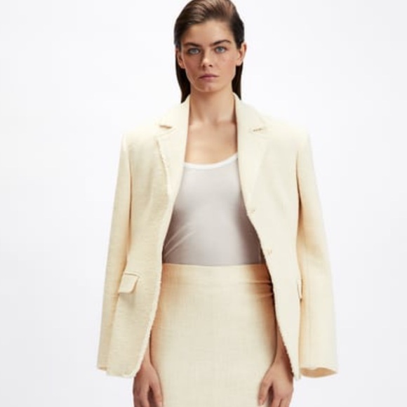 Zara Jackets & Blazers - Zara oyster white textured pocket blazer NEW